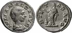 Julia Maesa, Augusta, 218-224/5. Denarius (Silver, 19 mm, 3.02 g, 5 h), Rome. IVLIA MAESA AVG Draped bust of Julia Maesa to right. Rev. PIETAS AVG Pie...