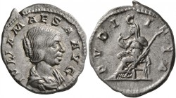 Julia Maesa, Augusta, 218-224/5. Denarius (Silver, 19 mm, 3.07 g, 1 h), Rome. IVLIA MAESA AVG Draped bust of Julia Maesa to right. Rev. PVDICITIA Pudi...