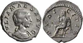 Julia Maesa, Augusta, 218-224/5. Denarius (Silver, 18 mm, 2.69 g, 12 h), Rome. IVLIA MAESA AVG Draped bust of Julia Maesa to right. Rev. PVDICITIA Pud...