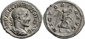 Maximinus I, 235-238. Denarius (Silver, 19 mm, 2.68 g, 6 h), Rome, 235-236. IMP MAXIMINVS PIVS AVG Laureate, draped and cuirassed bust of Maximinus I ...