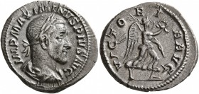 Maximinus I, 235-238. Denarius (Silver, 20 mm, 3.40 g, 6 h), Rome, 235-236. IMP MAXIMINVS PIVS AVG Laureate, draped and cuirassed bust of Maximinus I ...