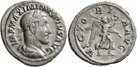 Maximinus I, 235-238. Denarius (Silver, 20 mm, 3.52 g, 5 h), Rome, 235-236. IMP MAXIMINVS PIVS AVG Laureate, draped and cuirassed bust of Maximinus I ...