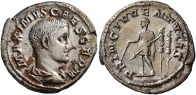 Maximus, Caesar, 235/6-238. Denarius (Silver, 20 mm, 3.14 g, 6 h), Rome, 236-238. MAXIMVS CAES GERM Bare-headed and draped bust of Maximus to right, s...