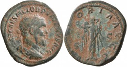Pupienus, 238. Sestertius (Orichalcum, 32 mm, 21.76 g, 1 h), Rome. IMP CAES M CLOD PVPIENVS AVG Laureate, draped and cuirassed bust of Pupienus to rig...