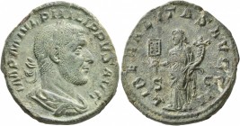 Philip I, 244-249. Sestertius (Orichalcum, 29 mm, 17.35 g, 1 h), Rome. IMP M IVL PHILIPPVS AVG Radiate, draped and cuirassed bust of Philip I to right...