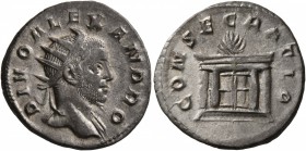 Trajan Decius, 249-251. Antoninianus (Silver, 21 mm, 4.03 g, 7 h), commemorative issue for Divus Severus Alexander, Rome, mid 251. DIVO ALEXANDRO Radi...
