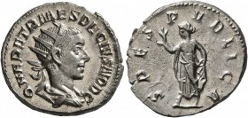 Herennius Etruscus, as Caesar, 249-251. Antoninianus (Silver, 21 mm, 4.29 g, 1 h), Rome. Q HER ETR MES DECIVS NOB C Radiate, draped and cuirassed bust...