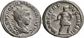 Hostilian, as Caesar, 250-251. Antoninianus (Silver, 21 mm, 3.94 g, 12 h), Rome, 251. C VALENS HOSTIL MES QVINTVS N C Radiate and draped bust of Hosti...
