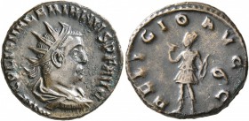 Valerian I, 253-260. Antoninianus (Billon, 19 mm, 3.53 g, 5 h), Rome, 257. IMP C P LIC VALERIANVS P F AVG Radiate, draped and cuirassed bust of Valeri...