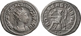 Macrianus, usurper, 260-261. Antoninianus (Billon, 21 mm, 4.33 g, 12 h), Samosata. IMP C FVL MACRIANVS P F AVG Radiate and cuirassed bust of Macrianus...