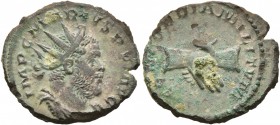 Marius, Romano-Gallic usurper, 269. Antoninianus (Billon, 20 mm, 2.85 g, 7 h), Treveri. IMP C MARIVS P F AVG Radiate, draped and cuirassed bust of Mar...