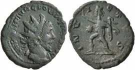 Victorinus, Romano-Gallic Emperor, 269-271. Antoninianus (Bronze, 19 mm, 3.06 g, 11 h), a contemporary imitation from an irregular mint. VNP[..]HHIVRC...