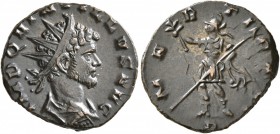 Quintillus, 270. Antoninianus (Bronze, 17 mm, 2.51 g, 1 h), Mediolanum. IMP QVINTILLVS AVG Radiate, draped and cuirassed bust of Quintillus to right, ...