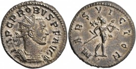 Probus, 276-282. Antoninianus (Silvered bronze, 23 mm, 3.52 g, 6 h), Lugdunum, 277. IMP C PROBVS•P•F•AVG Radiate and cuirassed bust of Probus to right...