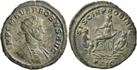 Probus, 276-282. Antoninianus (Silvered bronze, 23 mm, 3.53 g, 1 h), Siscia, 277. IMP C M AVR PROBVS AVG Radiate and cuirassed bust of Probus to right...