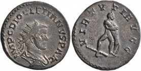 Diocletian, 284-305. Antoninianus (Silvered bronze, 22 mm, 4.03 g, 6 h), Lugdunum, 287-289. IMP C DIOCLETIANVS P AVG Radiate, draped and cuirassed bus...