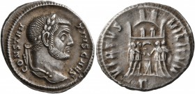 Constantius I, as Caesar, 293-305. Argenteus (Silver, 20 mm, 3.11 g, 6 h), Rome, circa 295-297. CONSTANTIVS CAES Laureate head of Constantius I to rig...
