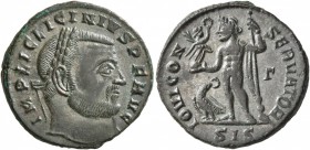 Licinius I, 308-324. Follis (Silvered bronze, 20 mm, 3.78 g, 6 h), Siscia, 313-315. IMP LIC LICINIVS PF AVG Laureate head of Licinius I to right. Rev....