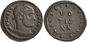 Licinius I, 308-324. Follis (Bronze, 19 mm, 2.06 g, 1 h), Arelate, 320-321. IMP LICIN-IVS P F AVG Laureate head of Licinius I to right. Rev. LICINI AV...