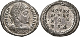 Constantine I, 307/310-337. Follis (Silvered bronze, 19 mm, 2.93 g, 12 h), Thessalonica, 318-319. CONSTAN-TINVS AVG Laureate and cuirassed bust of Con...