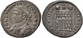 Constantine II, as Caesar, 316-337. Follis (Bronze, 19 mm, 3.06 g, 5 h), Treveri, 326. CONSTANTINVS IVN NOB C Laureate, draped and cuirassed bust of C...