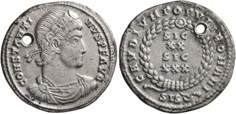 Constantine II, 337-340. Siliqua (Silver, 20 mm, 3.60 g, 1 h), Siscia. CONSTANTI...