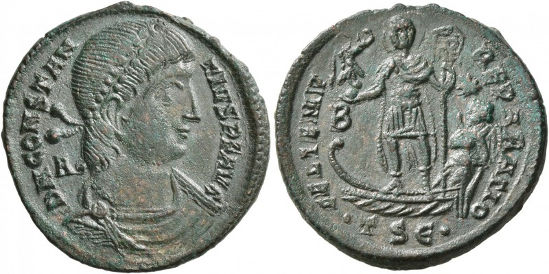 Constantius II, 337-361. Follis (Bronze, 23 mm, 5.12 g, 11 h), Thessalonica, 350...