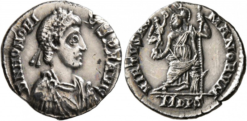 Honorius, 393-423. Siliqua (Silver, 16 mm, 1.61 g, 7 h), Mediolanum, 395-402. D ...