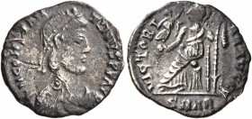 Constantine III, 407-411. Siliqua (Silver, 16 mm, 1.37 g, 6 h), Arelate. D N CONSTANTINVS P P AV Pearl-diademed, draped, and cuirassed bust of Constan...