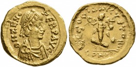 Zeno, second reign, 476-491. Tremissis (Gold, 14 mm, 1.50 g, 5 h), Constantinopolis. D N ZENO PERP AVG Diademed, draped and cuirassed bust of Zeno to ...