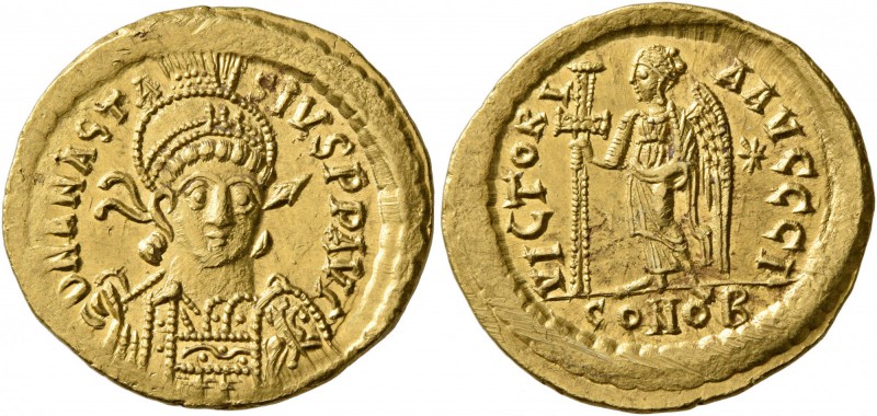 Anastasius I, 491-518. Solidus (Gold, 20 mm, 4.50 g, 7 h), Constantinopolis, cir...