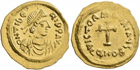Maurice Tiberius, 582-602. Tremissis (Gold, 16 mm, 1.49 g, 7 h), Constantinopolis. d N TIbЄRI P P AVC Diademed, draped and cuirassed bust of Maurice T...