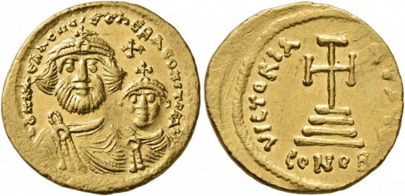 Heraclius, with Heraclius Constantine, 610-641. Solidus (Gold, 20 mm, 4.44 g, 6 ...