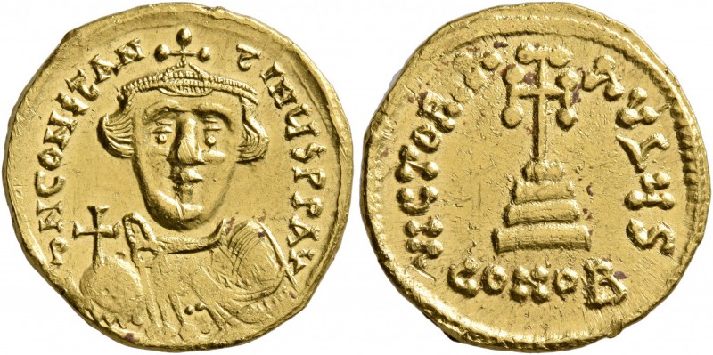 Constans II, 641-668. Solidus (Gold, 19 mm, 4.37 g, 7 h), Constantinopolis, circ...