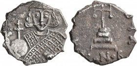 Theodosius III of Adramytium, 715-717. 'Hexagram' (Silver, 18 mm, 2.82 g, 6 h), struck from solidus dies, Constantinopolis. d N TҺ[ЄOdOSIЧS MЧL A] Fac...