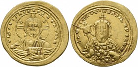 Constantine VIII, 1025-1028. Histamenon (Gold, 24 mm, 4.41 g, 7 h), Constantinopolis. +IҺS XIS REX REGNANTIҺm Bust of Christ Pantokrator facing, with ...