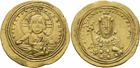 Constantine VIII, 1025-1028. Histamenon (Gold, 26 mm, 4.44 g, 7 h), Constantinopolis. +IҺS XIS REX REGNANTIҺm Bust of Christ Pantokrator facing, with ...