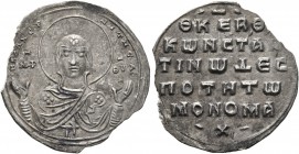 Constantine IX Monomachus, 1042-1055. 2/3 Miliaresion (Silver, 22 mm, 1.72 g, 6 h), Constantinopolis. H RΛΑΧЄΡ - ΝΙΤΙCA Facing bust of the Virgin oran...