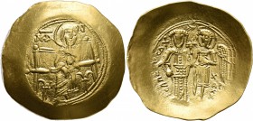 Isaac II Angelus, first reign, 1185-1195. Hyperpyron (Gold, 27 mm, 4.29 g, 6 h), Constantinopolis. MHP - ΘV The Virgin Mary, nimbate and wearing palli...