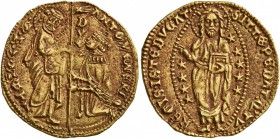 ITALY. Venezia (Venice). Antonio Veniero , 1382-1400. Ducat (Gold, 20 mm, 3.58 g, 7 h). ANTO VЄNЄRIO / DVX / S•M•VЄNЄTI St. Mark standing right, recei...
