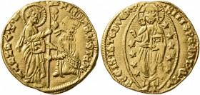 ITALY. Venezia (Venice). Michele Steno , 1400-1413. Ducat (Gold, 20 mm, 3.47 g, 6 h). MIChAЄL STЄN / DVX / •S•M•VЄNЄTI St. Mark standing right, receiv...