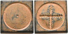 WEIGHTS, Byzantine. Weight of 6 Nomismata (Bronze, 23 mm, 26.82 g), circa 6th-7th century. N - S; above, cross, below, uncertain symbol; all in round ...