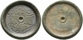 WEIGHTS, Byzantine. Weight of 3 Nomismata (Bronze, 21 mm, 12.92 g), circa 6th-7th century. N Γ Punctuate scrolls above and below. Rev. Plain save for ...