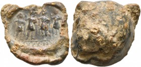 SEALS, Roman. Seal (Lead, 22 mm, 11.43 g), the first tetrarchy, circa 293-305. The four tetrarchs standing, two on left and two on right, each holding...