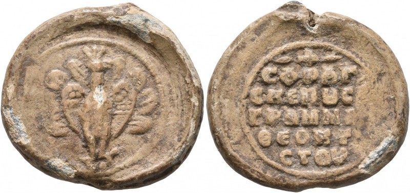 SEALS, Byzantine. Seal (Lead, 26 mm, 12.79 g, 12 h), circa 10th century. Peacock...