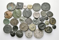 A lot containing 1 electrum, 5 silver and 27 bronze coins. Includes: Greek and Roman Provincial coins. Fine to very fine. LOT SOLD AS IS, NO RETURNS. ...