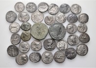 A lot containing 30 silver and 4 bronze coins. Includes: Greek, Roman Republican and Roman Imperial coins. Fine to very fine. LOT SOLD AS IS, NO RETUR...