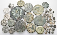 A lot containing 32 silver and 11 bronze coins. Includes: Greek, Roman Provincial, Roman Republican, Roman Imperatorial, Roman Imperial and Byzantine ...