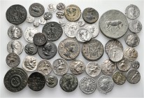 A lot containing 33 silver and 16 bronze coins. Includes: Greek, Roman Provincial, Roman Imperial and early Medieval coins. Fine to good very fine. LO...