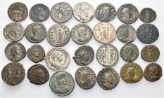 A lot containing 28 silvered and bronze coins. Includes: Gallienus (3), Postumus (2), Victorinus (2), Tetricus I (2), Tetricus II (3), Claudius II (4)...